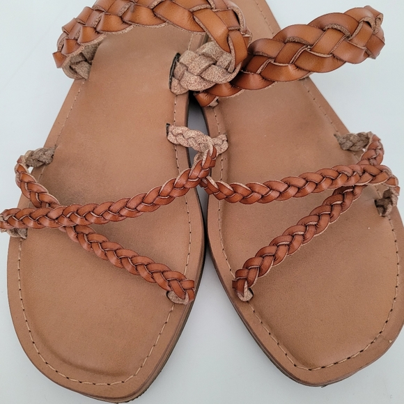 UNIVERSAL THREAD Braided Leather Slides Sandle Boho Western Cowgirl Size 9 - Picture 4 of 10